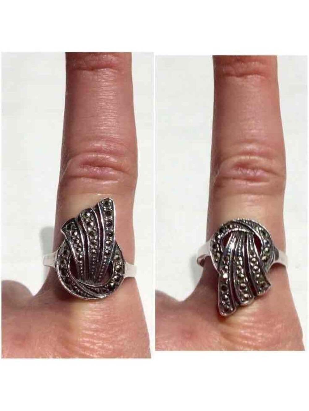 VINTAGE MARCASITE STERLING SILVER RING - Picture 3 of 4